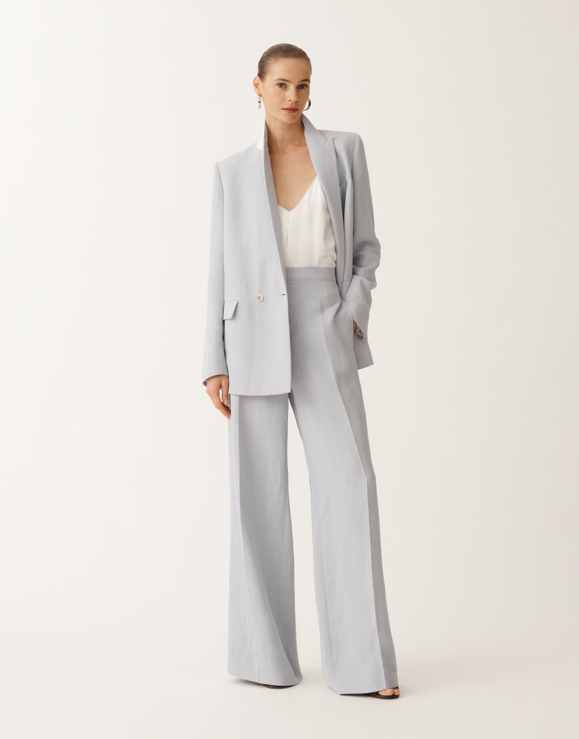 Fabiana Filippi Linen and viscose trousers, mauve LAVENDER PAD275F307D5440000