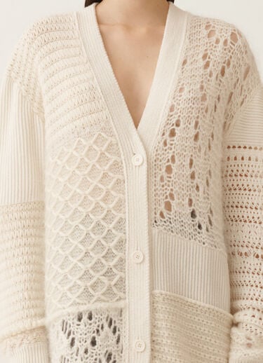 Fabiana Filippi Cardigan in Platinum and mohair, raffia White MAD225F523L7130000