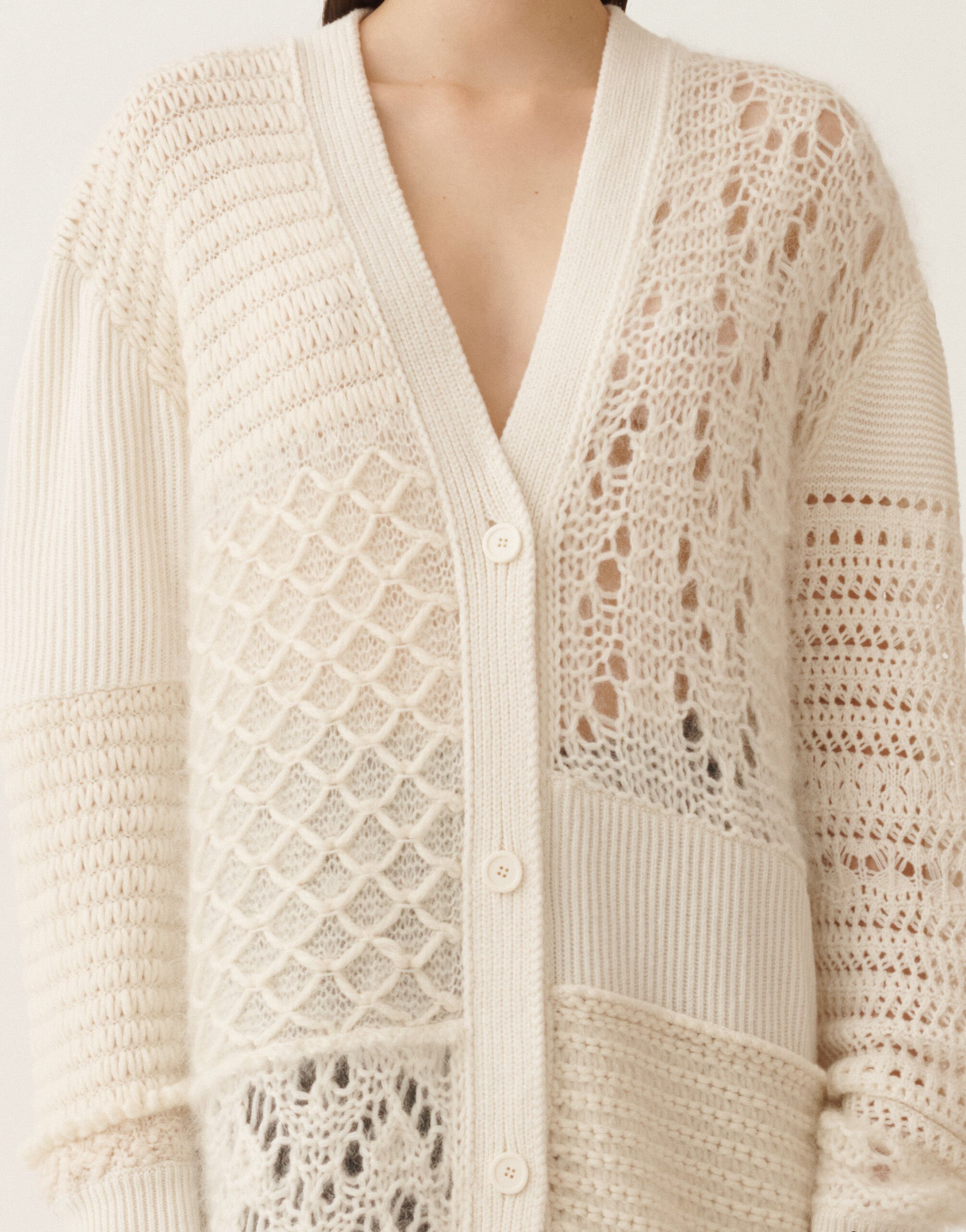 Fabiana Filippi Cardigan in Platinum and mohair, raffia White MAD225F523L7130000
