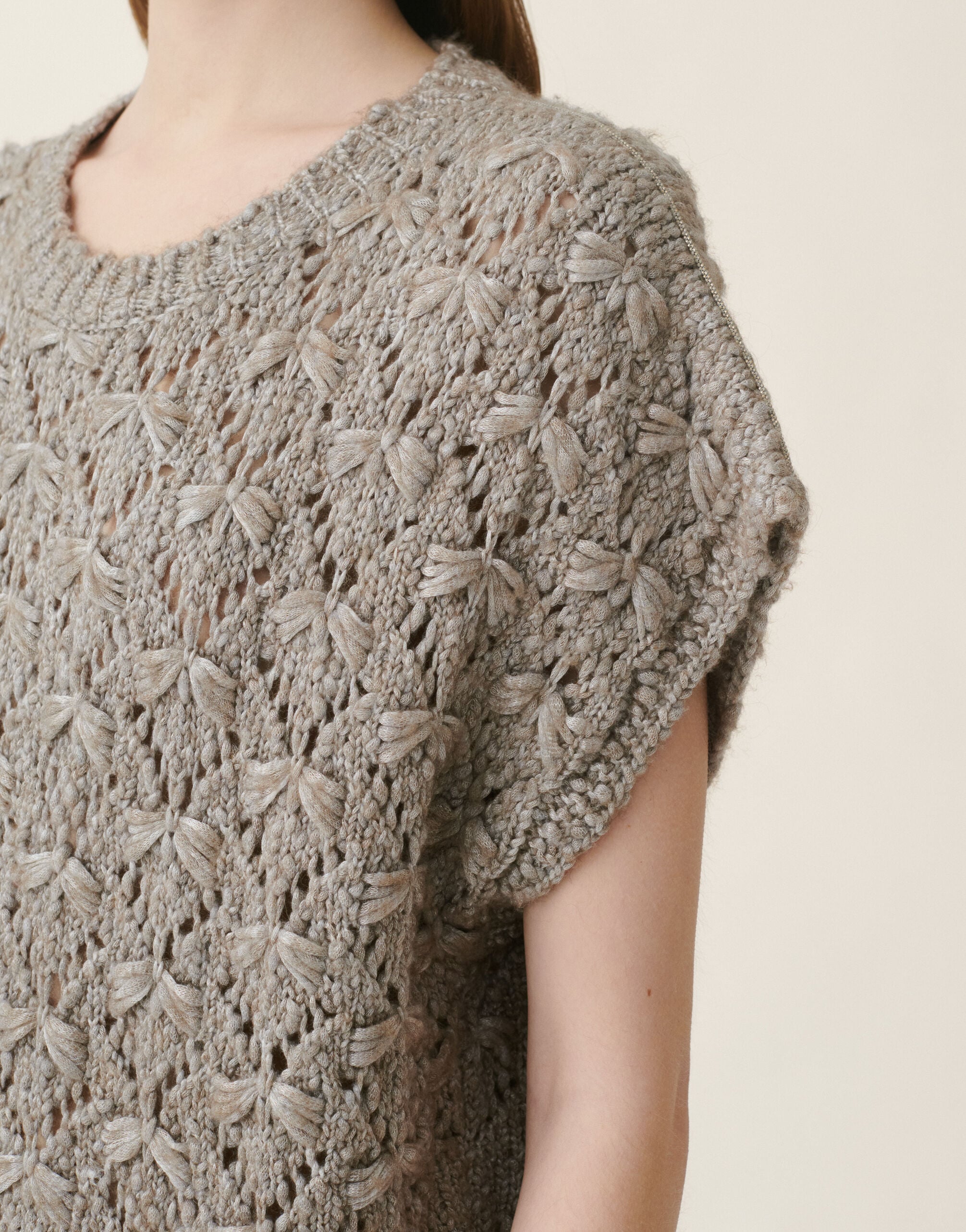 Oversized-Pullover aus gepolstertem Garn, mocha Fabiana Filippi Oversized-Pullover aus gepolstertem Garn, mocha Mocha MAD216F101M3150000