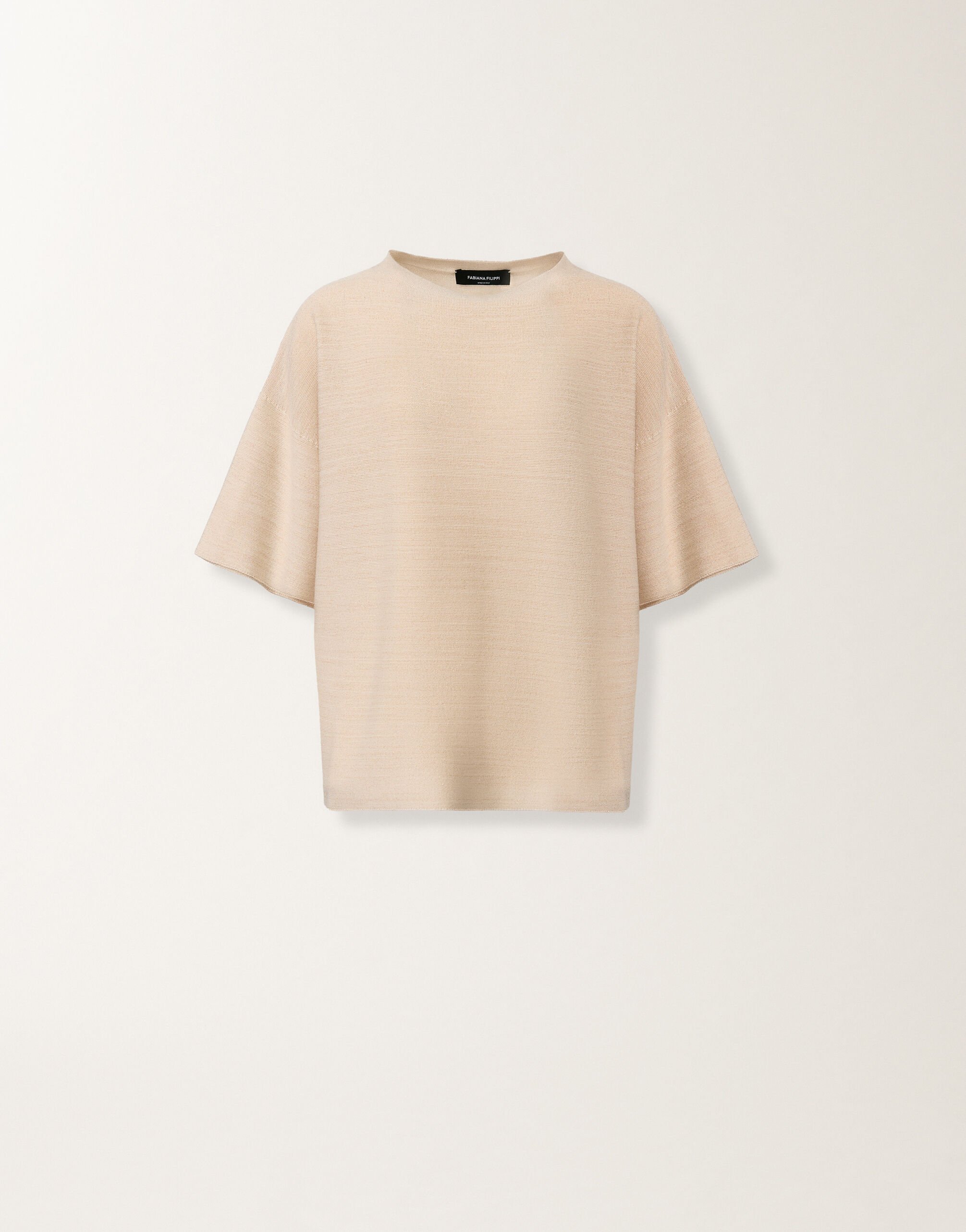 Fabiana Filippi Maxi T-shirt in wool, cotton, and lurex, cream Butter MAD266F041L7660000