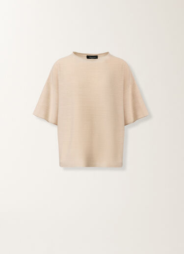 Fabiana Filippi Maxi T-shirt in wool, cotton, and lurex, cream Butter MAD266F041L7660000