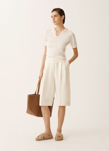 Fabiana Filippi Fluid linen and viscose Bermuda shorts, in a butter hue BUTTER PAD276F794M1500000