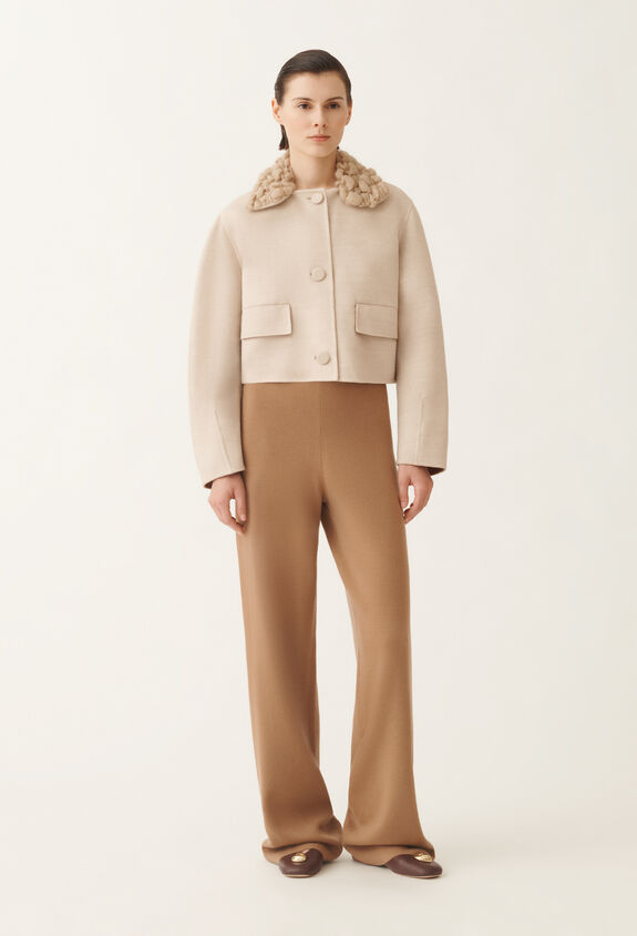 Fabiana Filippi Chaqueta corta de lana de doble cara, cuerda y mimbre BEIGE CTD215F261L5110000