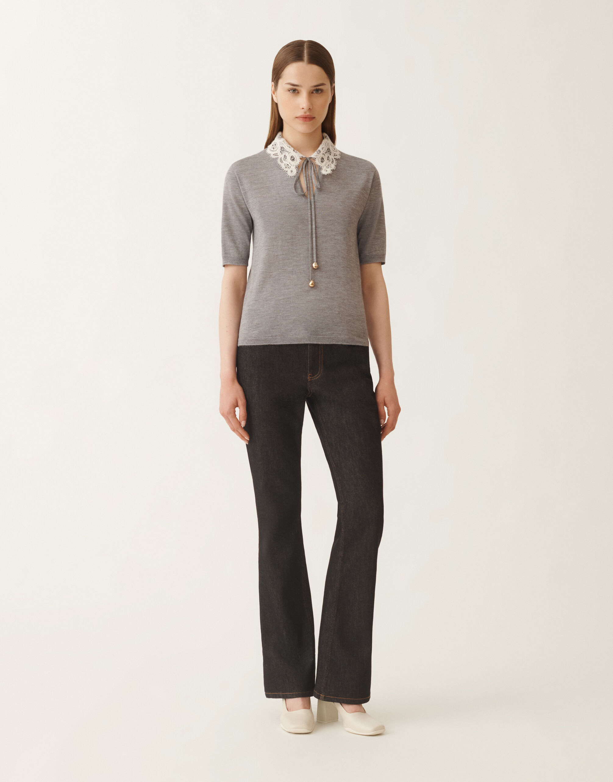 Cashmere and silk sweater, rock grey for Women | Fabiana Filippi®