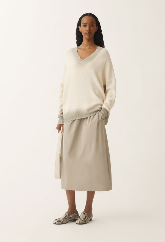 Fabiana Filippi Pull en coton et lin à paillettes, blanc BLANC MAD275F531L3820000
