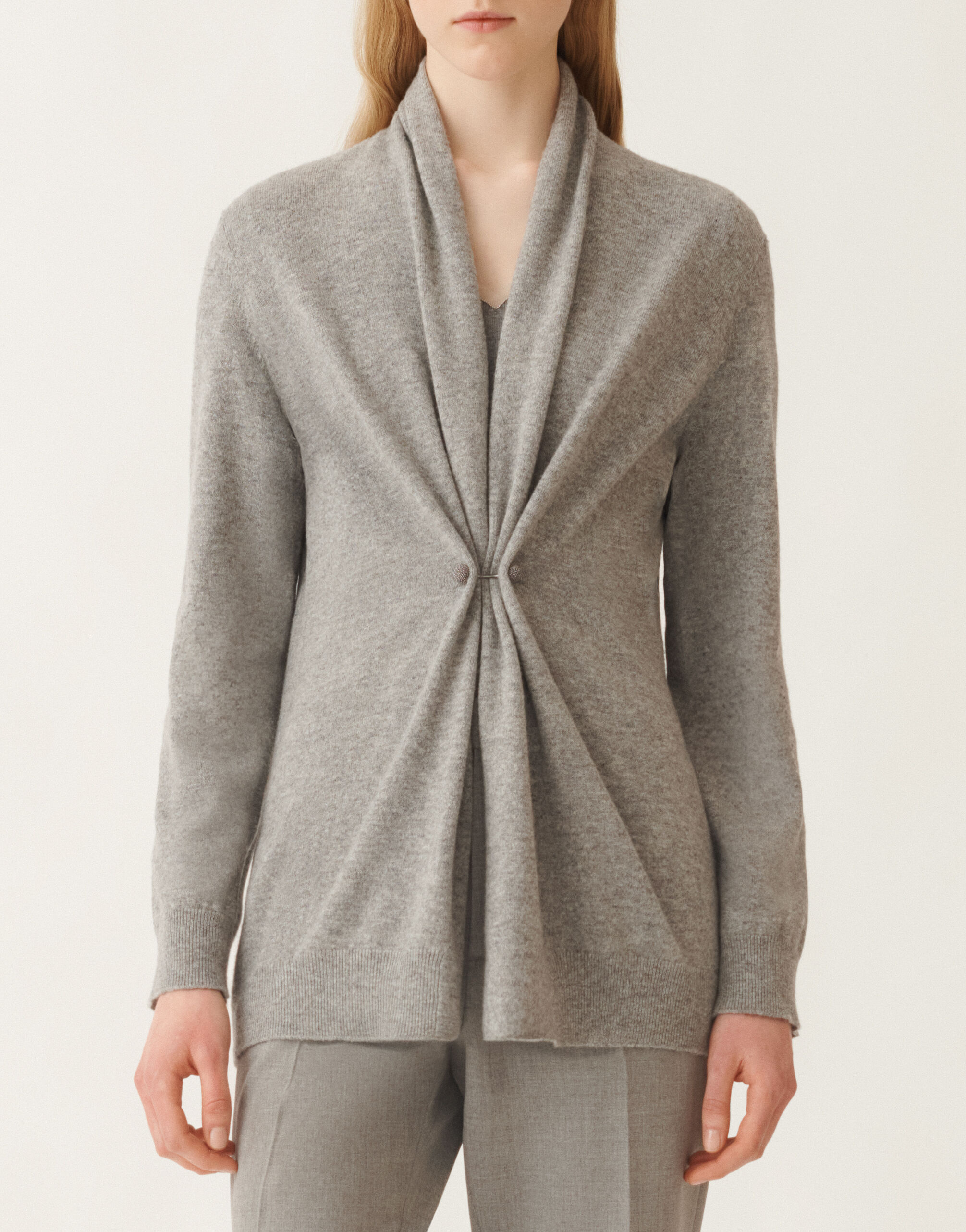現行✨ FABIANA FILIPPI シルク混　リブカーディガン Platinum cardigan, rock grey for Women | Fabiana Filippi®