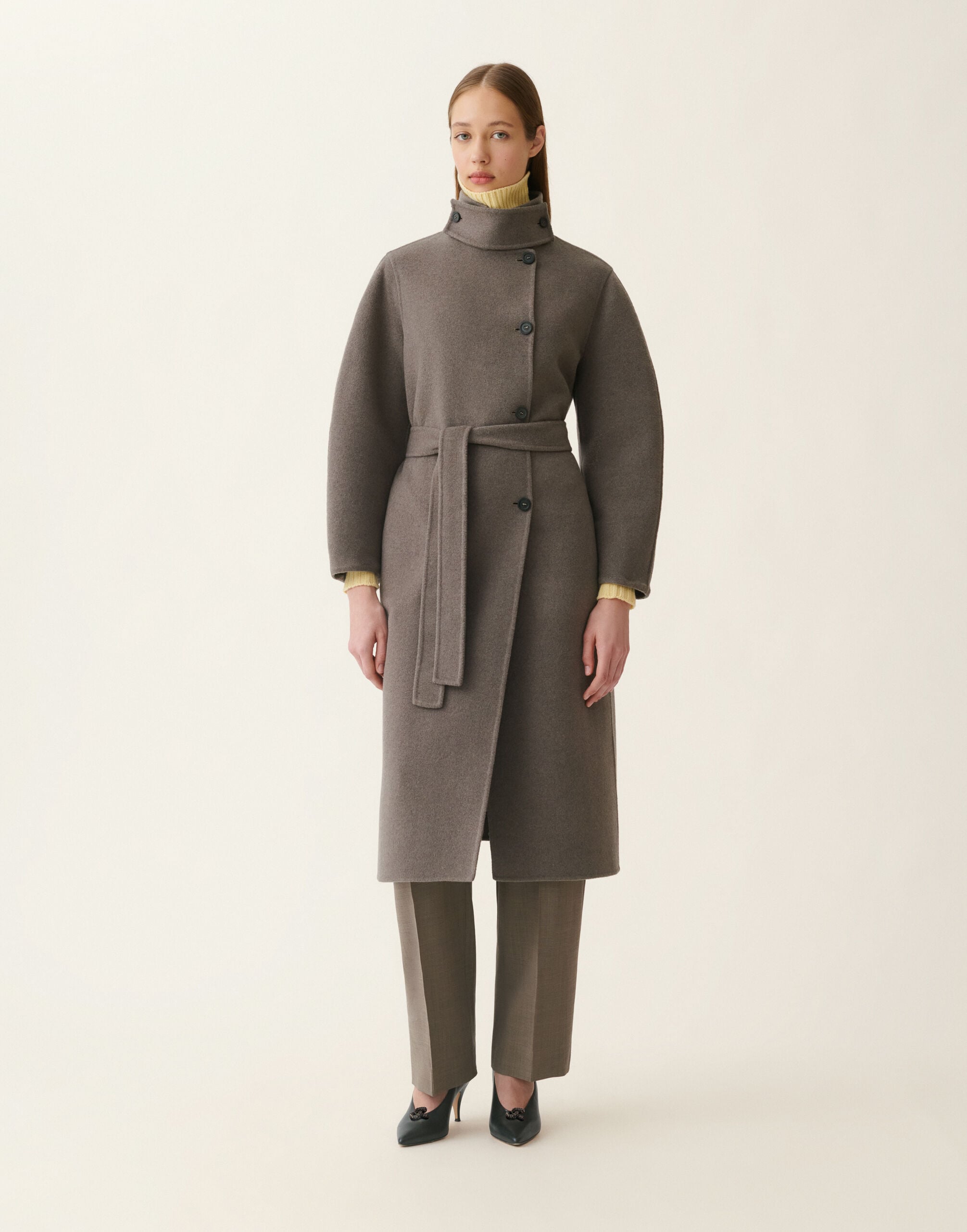 Long wool and cashmere double coat, falcon Fabiana Filippi Long wool and cashmere double coat, falcon Falcon CTD226F661M3750000
