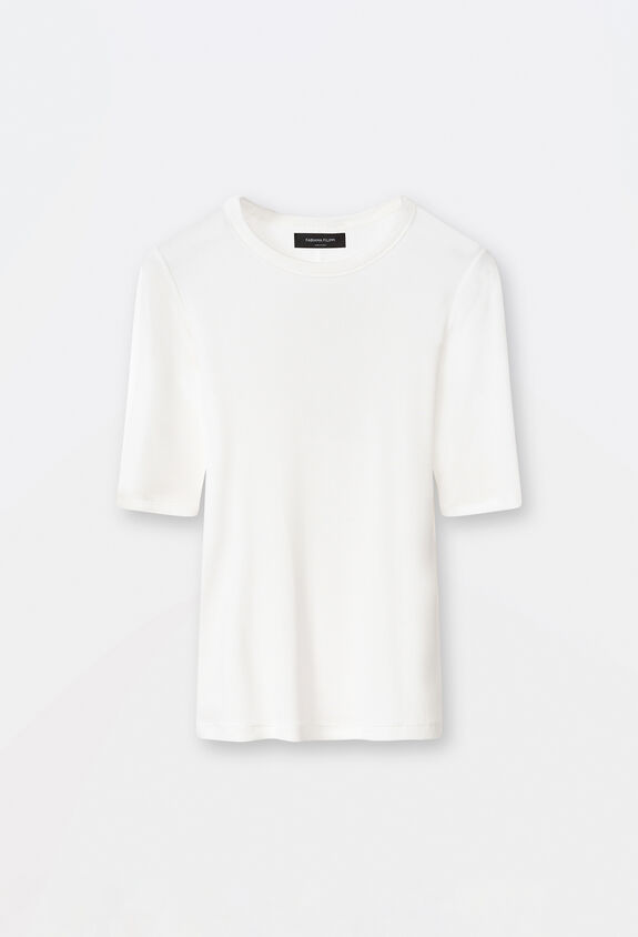 Fabiana Filippi Camiseta en punto de viscosa, blanco blanco JED264F132D6410000