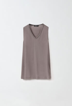 Fabiana Filippi SABLE' V NECK TOP WITH FILO DIAMANTE GREY JED224F605L0790000