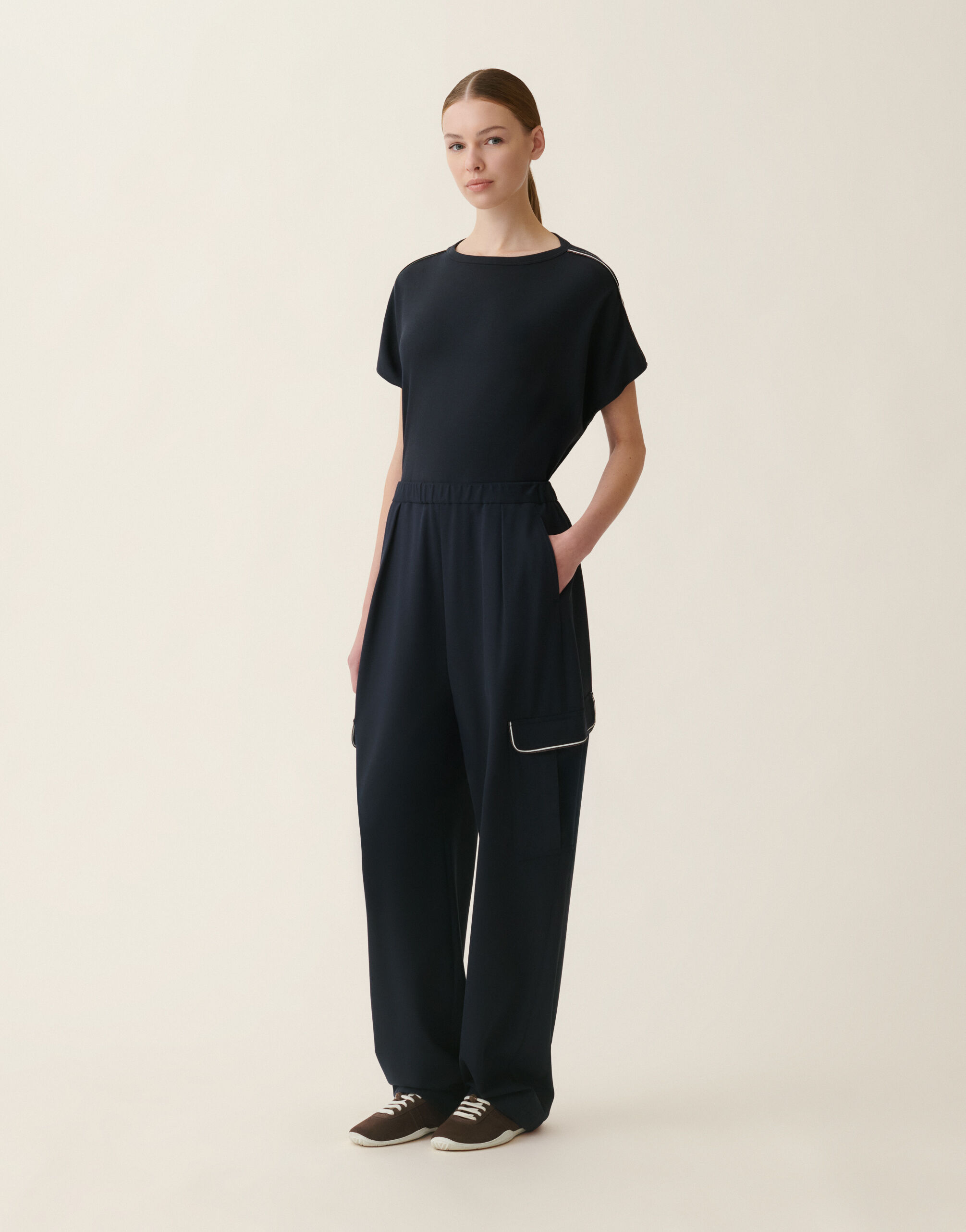 Fabiana Filippi Pantalon cargo en jersey point Milano, bleu nuit Bleu nuit PAD216F290M3100000