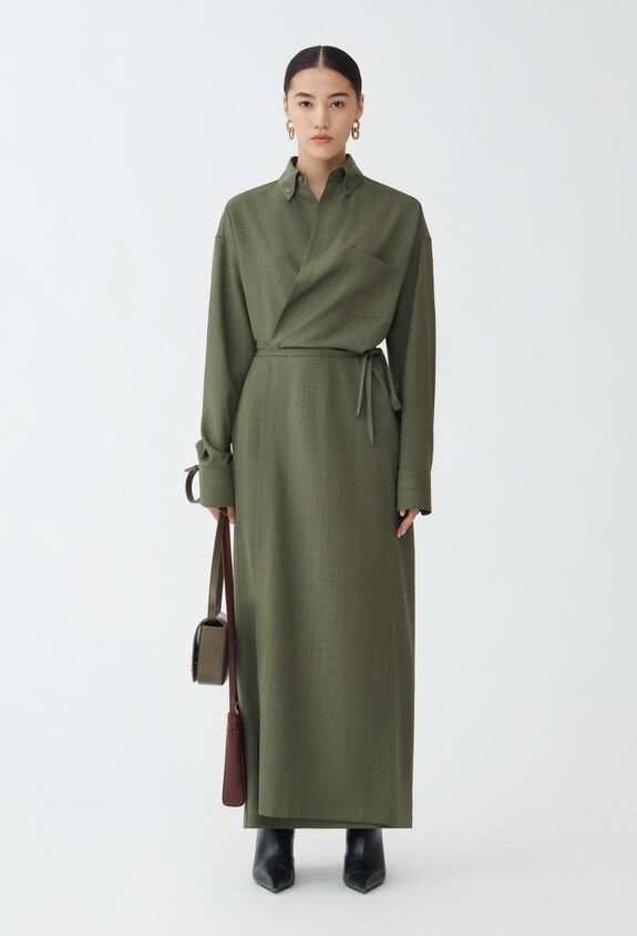 Fabiana Filippi WOOL WRAP SHIRT DRESS GREEN ABD214F154D6200000