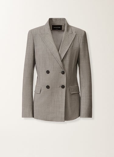 Fabiana Filippi Double-breasted jacket in fresh bi-stretch wool, rock mélange Gray GCD266F214L7630000