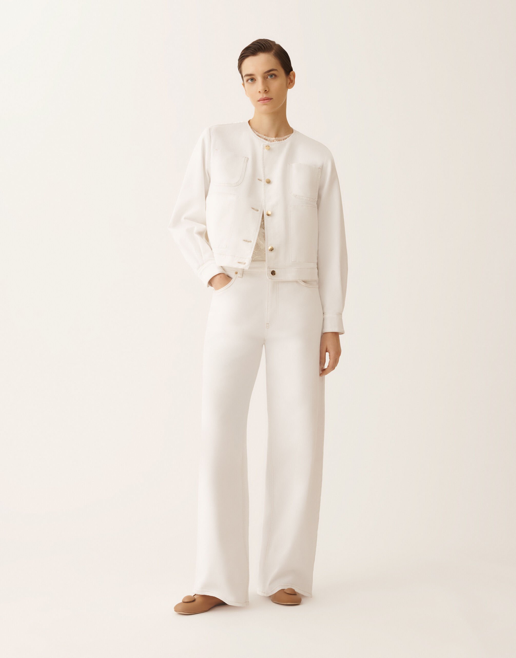 Fabiana Filippi Pantalone in denim, bianco WHITE PAD276F342M1380000