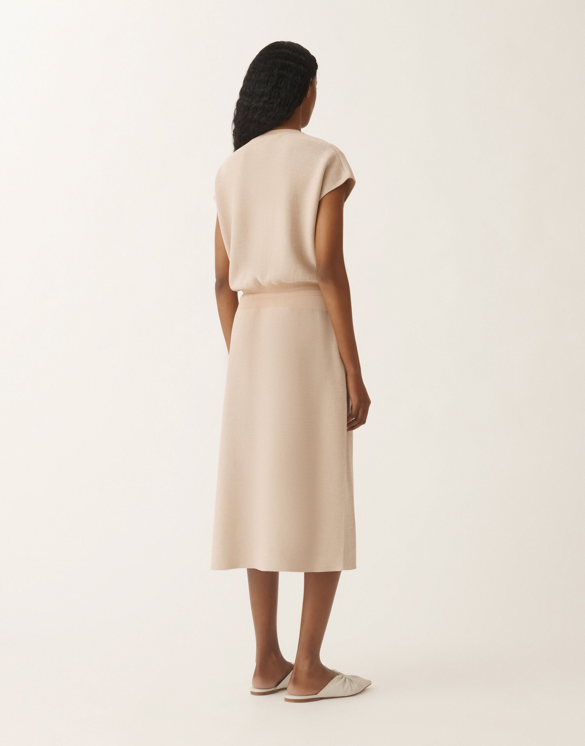 Fabiana Filippi Cotton dress with lurex, sand SAND ABD275F625L2330000