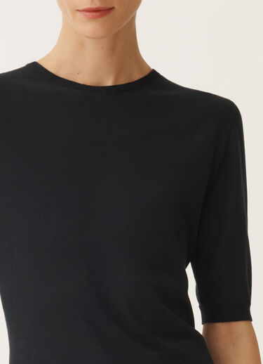 Fabiana Filippi T-Shirt aus Baumwolle und Seide, nachtblau BLAU MAD275F469N8210000