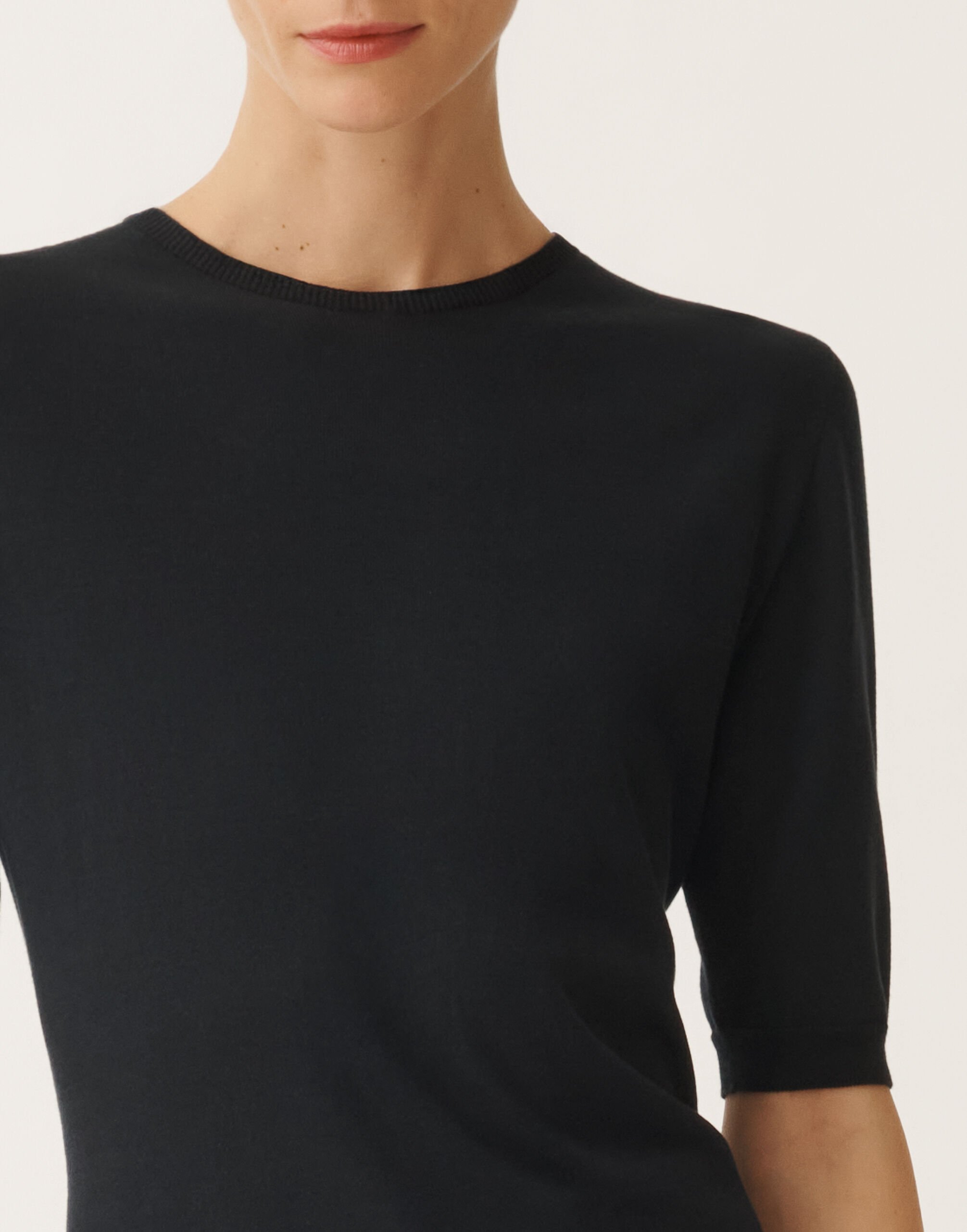 Fabiana Filippi T-Shirt aus Baumwolle und Seide, nachtblau BLAU MAD275F469N8210000