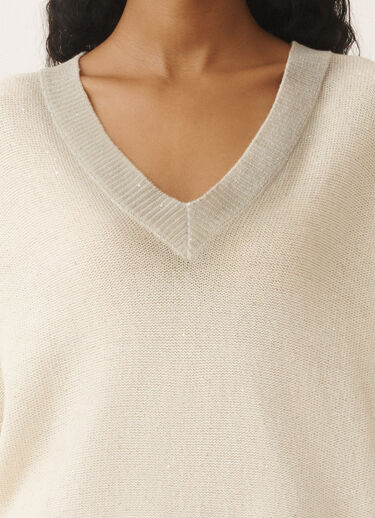 Fabiana Filippi Cotton and linen sweater with sequins, white WHITE MAD275F531L3820000