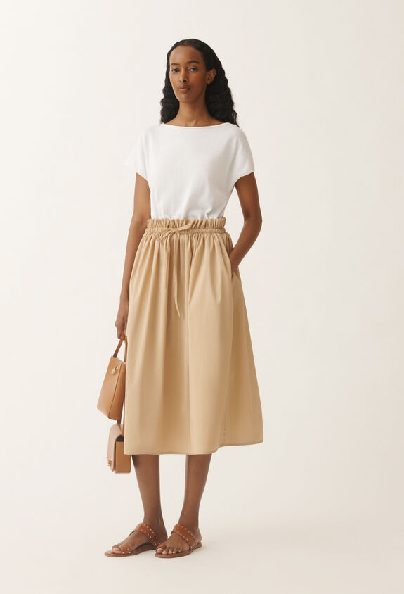 Fabiana Filippi Cotton and technical poplin dress, optical white and sand WHITE ABD275F626L3740000