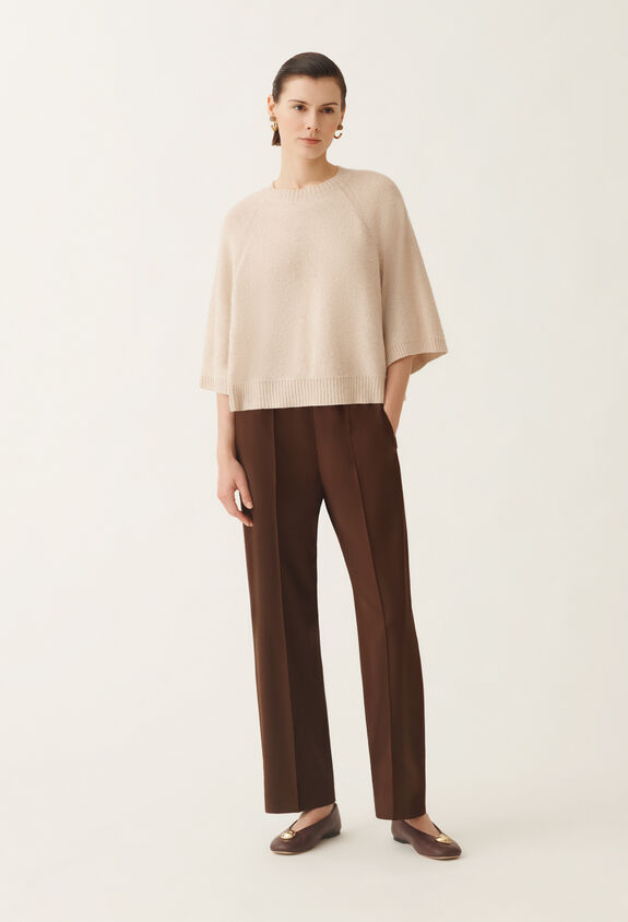 Fabiana Filippi Wool and silk cape with sequins, rope BEIGE MAD215F067D2960000
