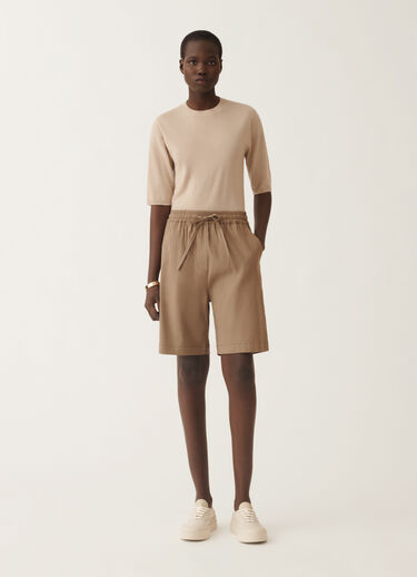 Fabiana Filippi Stretch viscose and linen shorts, taupe TAUPE PADC02F412H5490000
