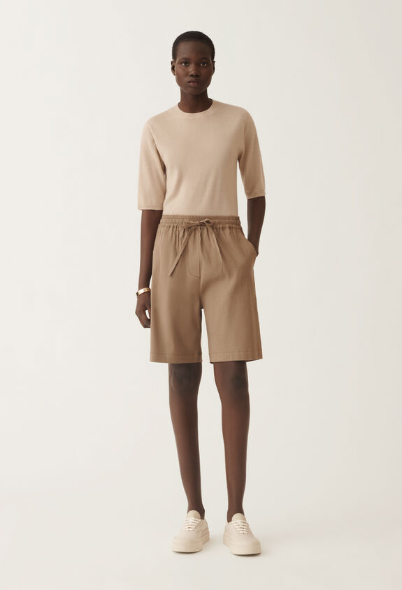 Fabiana Filippi Stretch viscose and linen shorts, taupe TAUPE PADC02F412H5490000