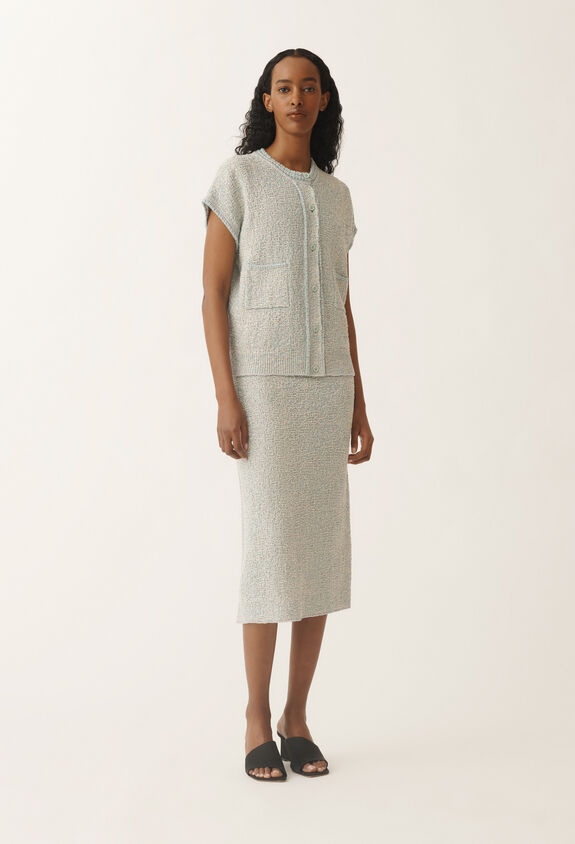Fabiana Filippi Lurex knit tweed cardigan, vanilla and aqua green VANILLA/AQUAGREEN MAD275F557L3660000