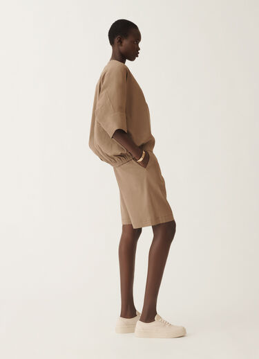 Fabiana Filippi Stretch viscose and linen shorts, taupe TAUPE PADC02F412H5490000