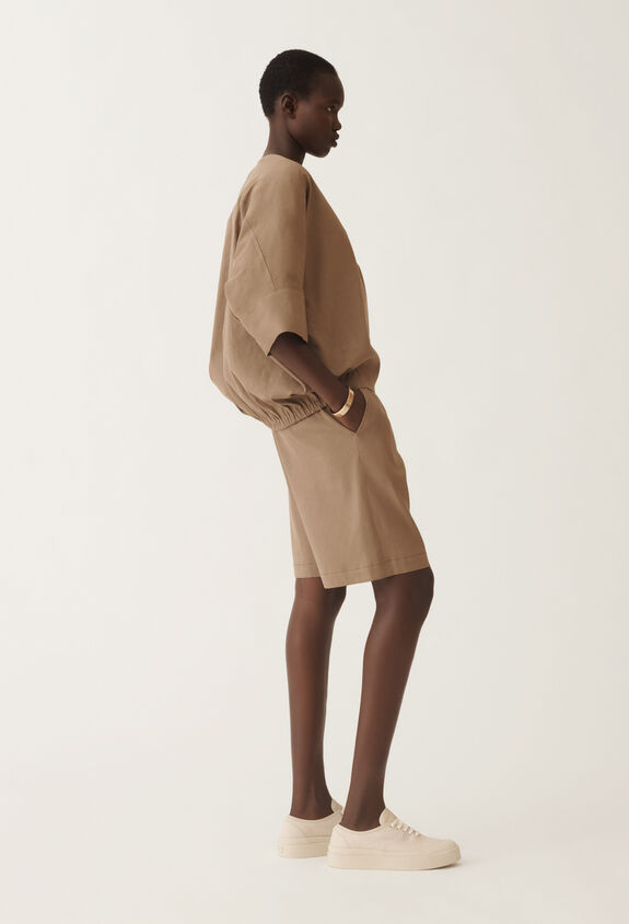 Fabiana Filippi Stretch viscose and linen shorts, taupe TAUPE PADC02F412H5490000