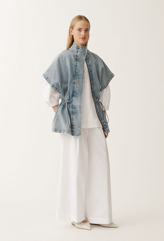 Fabiana Filippi Stretch denim jacket, marbled light blue BLUE CTD275F255L3690000