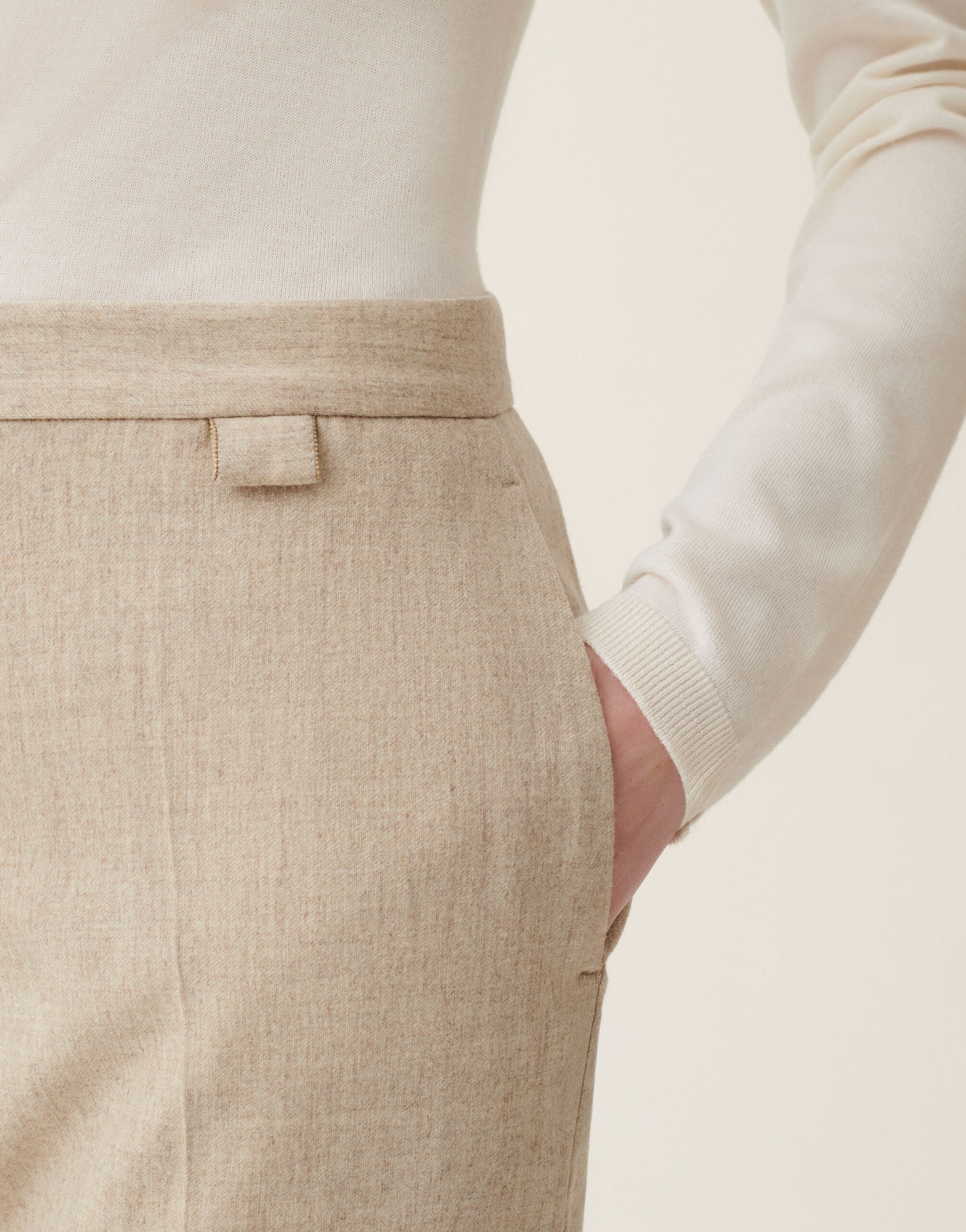 Regular-fit flannel trousers, greige Fabiana Filippi Regular-fit flannel trousers, greige Greige PAD226F326M3780000