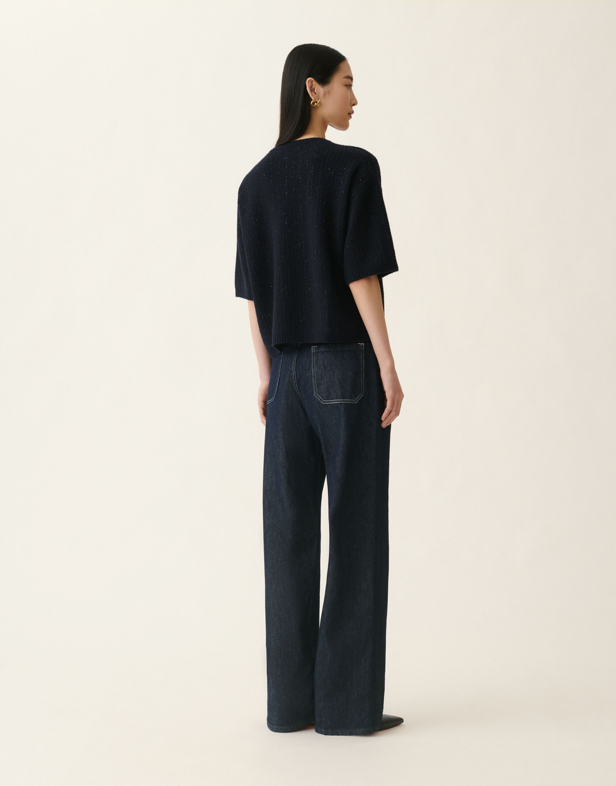 Pull en Platinum avec paillettes, bleu nuit Fabiana Filippi Pull en Platinum avec paillettes, bleu nuit Bleu nuit MAD216F388M3270000