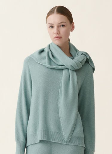 Fabiana Filippi Écharpe triangle en laine et soie avec paillettes, vert Vert SAD216A881D2960000