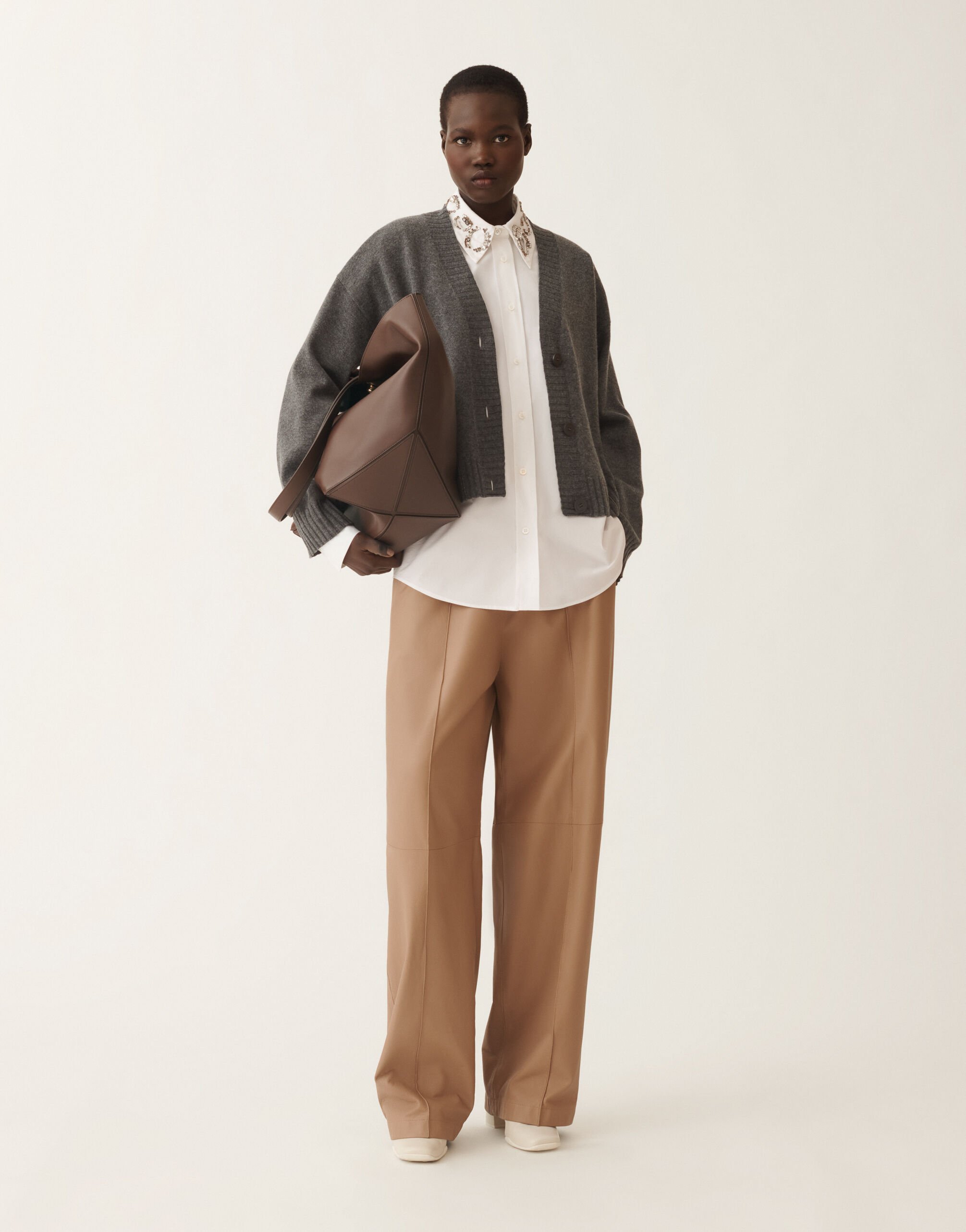 Poplin long shirt, optical white for Women | Fabiana Filippi®
