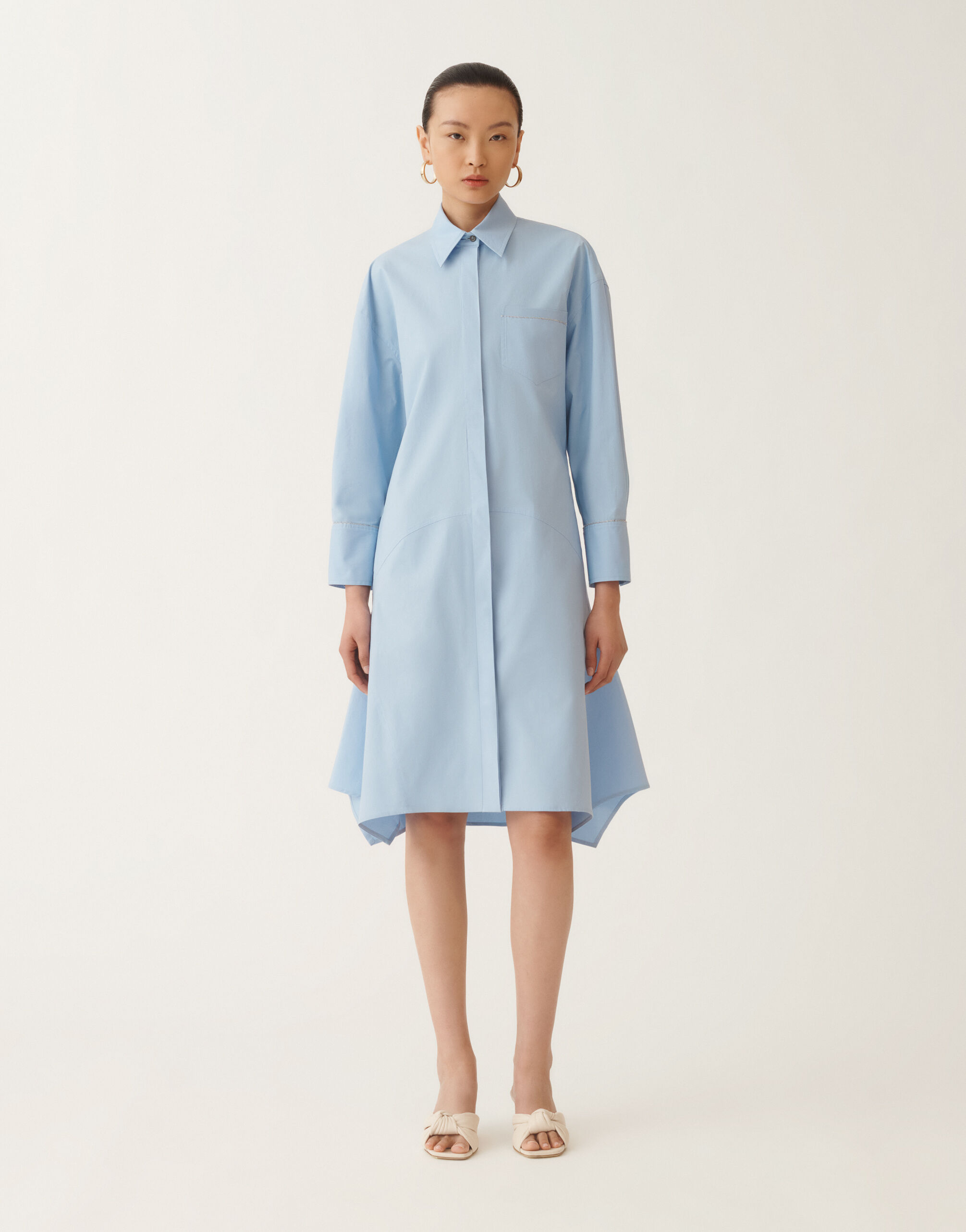 Fabiana Filippi Hemdblusenkleid aus Stretch-Popeline, hellblau HELLBLAU ABDC02F113H5450000