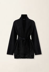 Fabiana Filippi Platinum cardigan with lace hem, black Black MAD226F496M4460000