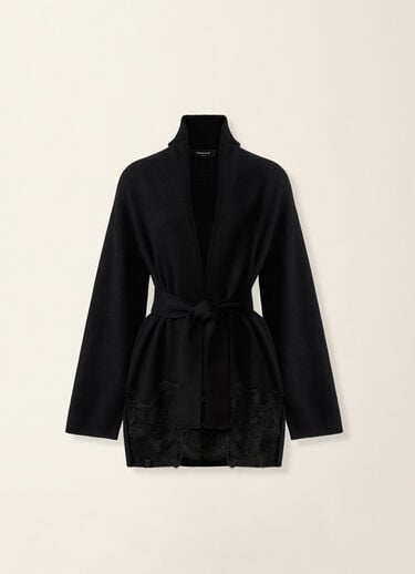 Fabiana Filippi Platinum cardigan with lace hem, black Black MAD226F496M4460000