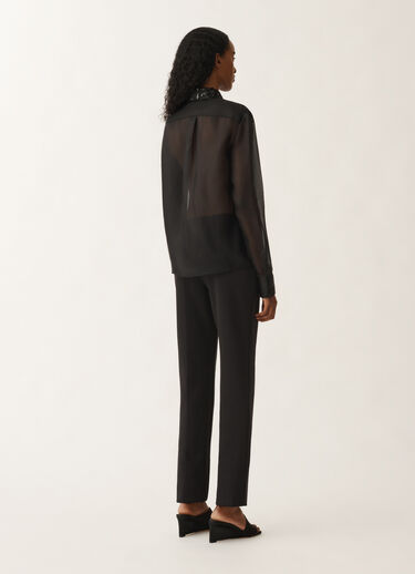 Fabiana Filippi Long organza shirt with sequin embroidery, black BLACK CAD265F233L1850000
