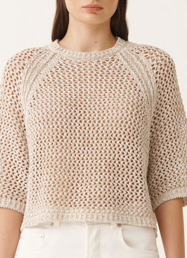 Fabiana Filippi Cape en mesh de coton, blanc et grège BLANC/GRIGE MAD275F117L3830000