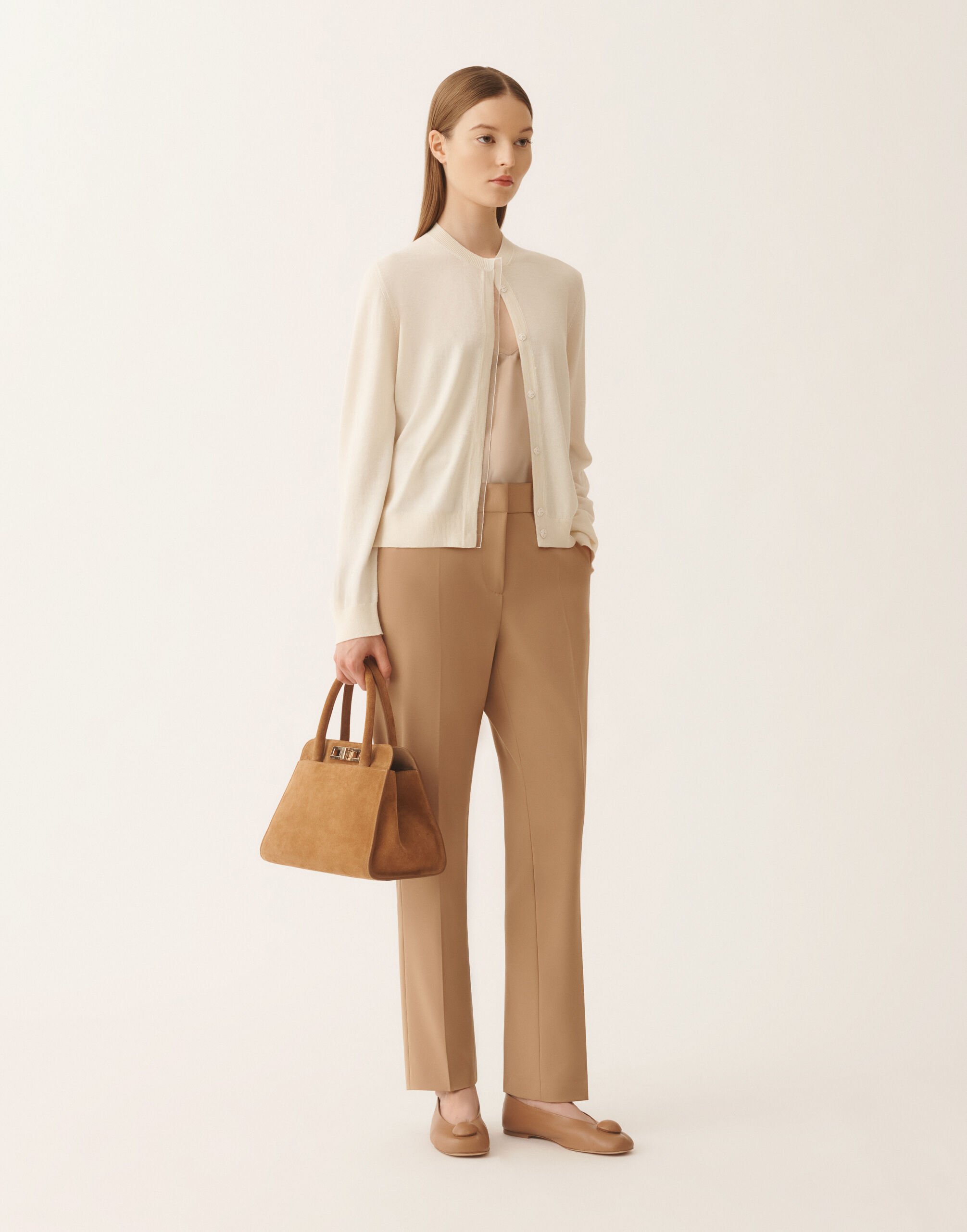 Fabiana Filippi Wool and cotton cardigan, cream Butter MAD266F061L9300000