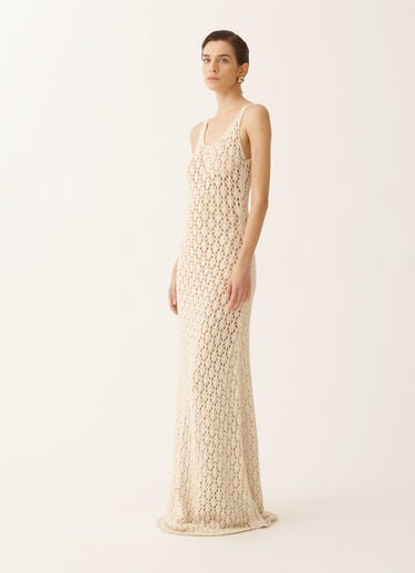 Fabiana Filippi Cotton ribbon dress with sequins, butter BUTTER ABD276F595M1020000