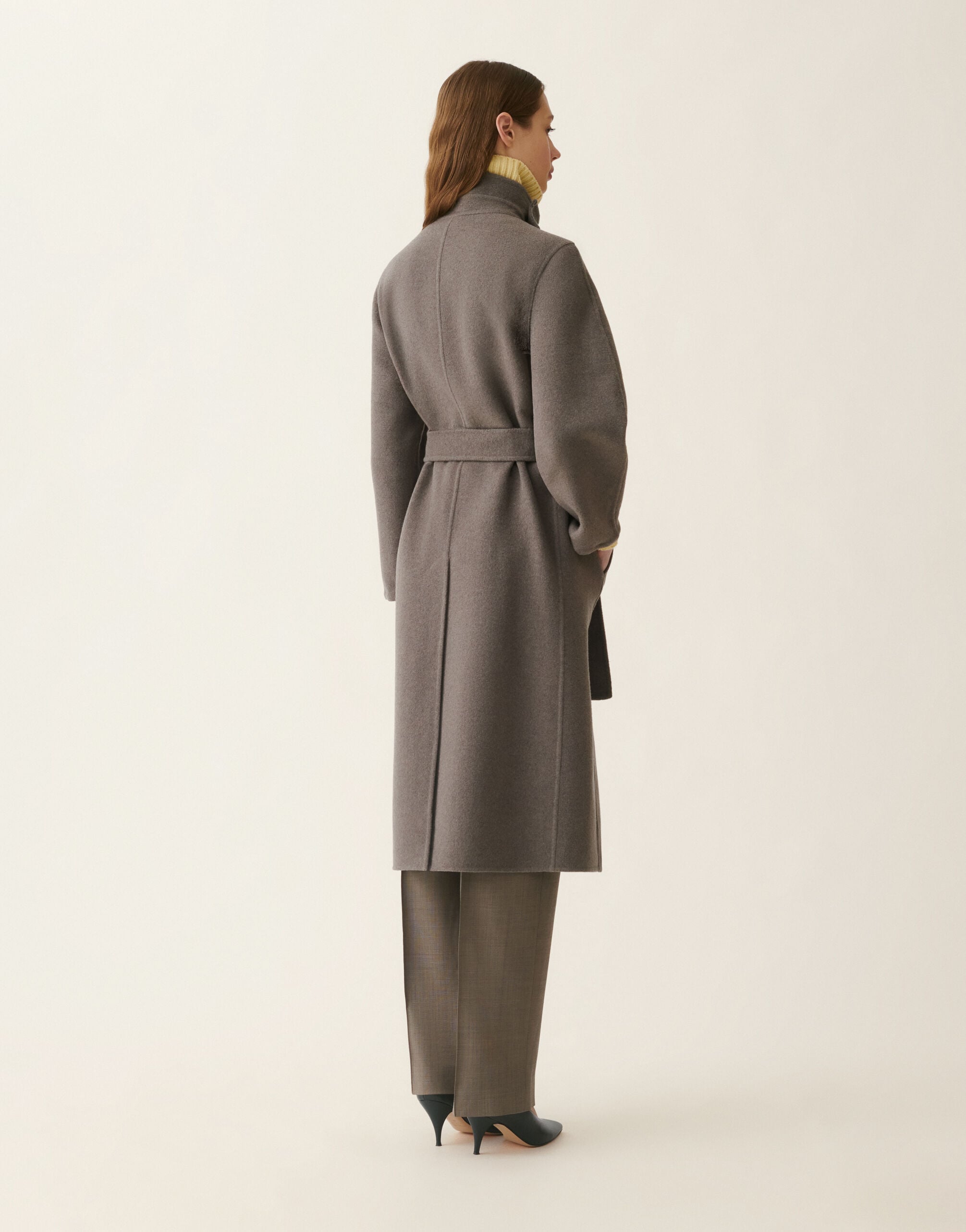 Long wool and cashmere double coat, falcon Fabiana Filippi Long wool and cashmere double coat, falcon Falcon CTD226F661M3750000