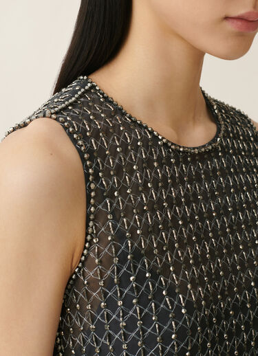 Moonlight embroidered slip dress, charcoal Fabiana Filippi Moonlight embroidered slip dress, charcoal Charcoal ABD226F598M4400000