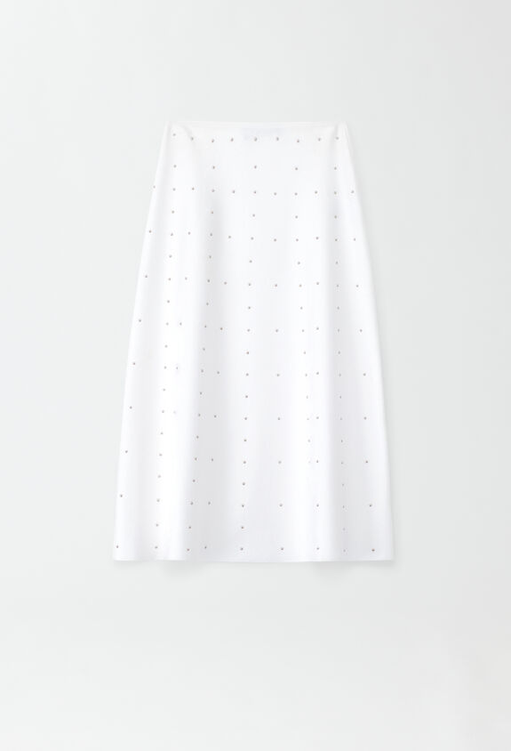 Fabiana Filippi COMPACT VISCOSE FLARED SKIRT WITH DOUBLE STUD OPTICAL WHITE GND274F679H4920000