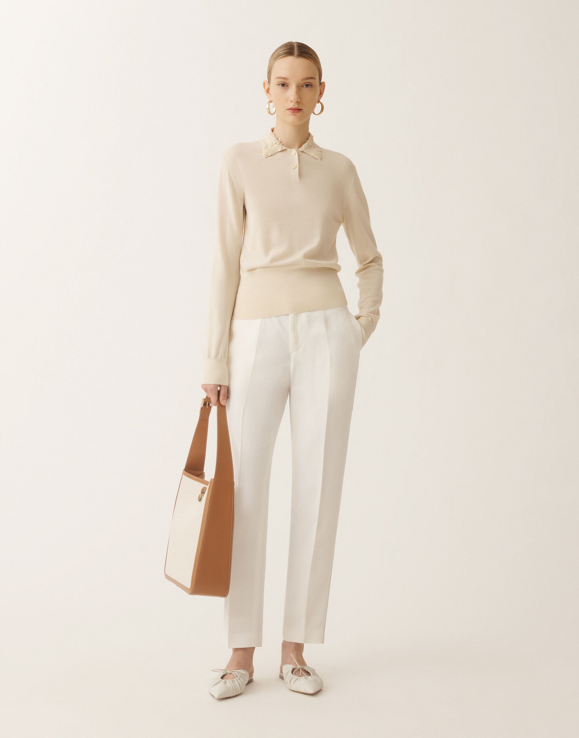 Fabiana Filippi Hose Montefalco aus Leinen und Viskose, weiß WEISS PAD275F326L3100000
