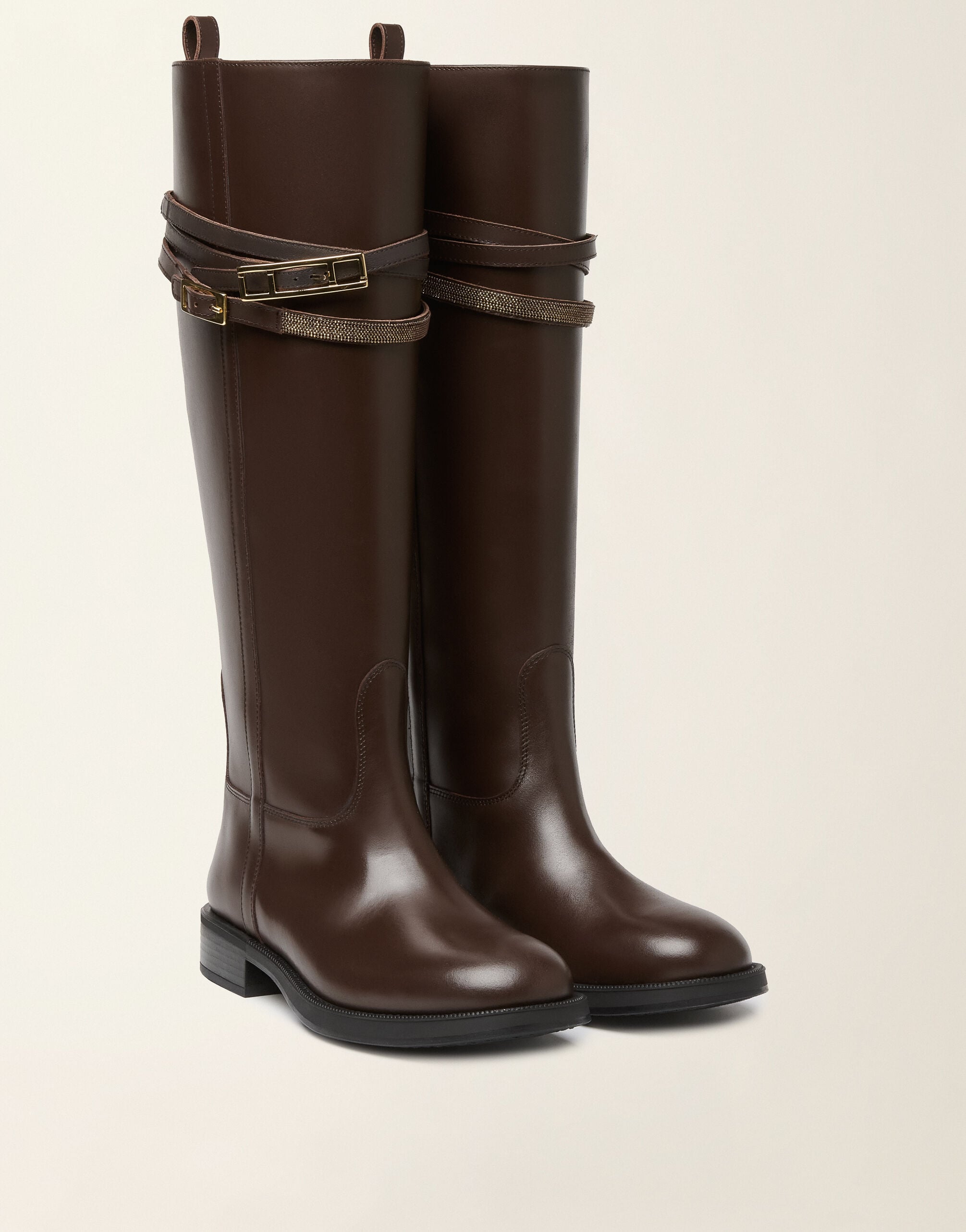 Fabiana Filippi Riding boot in brushed calfskin, ebony Ebony ASD216A821M5130000