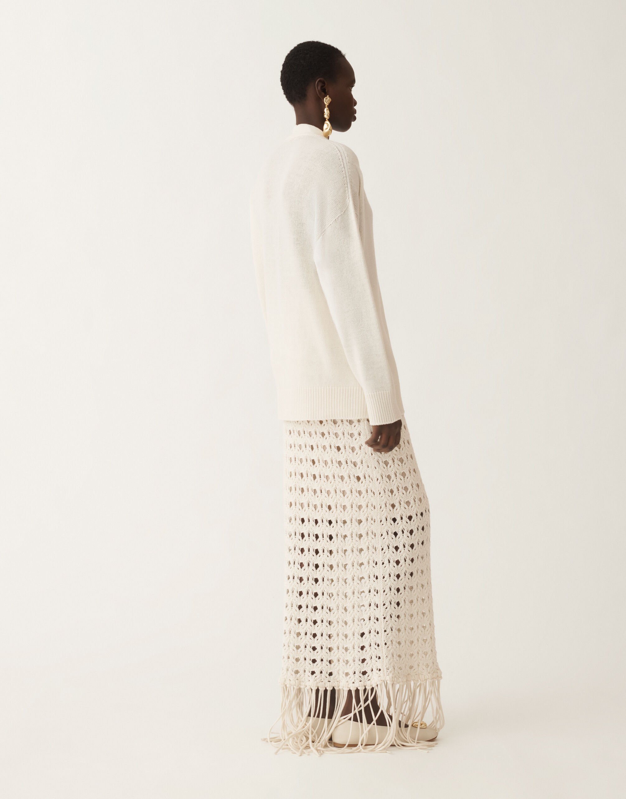 Fabiana Filippi Pull en cachemire, raphia BLANC MAD215F014N9000000