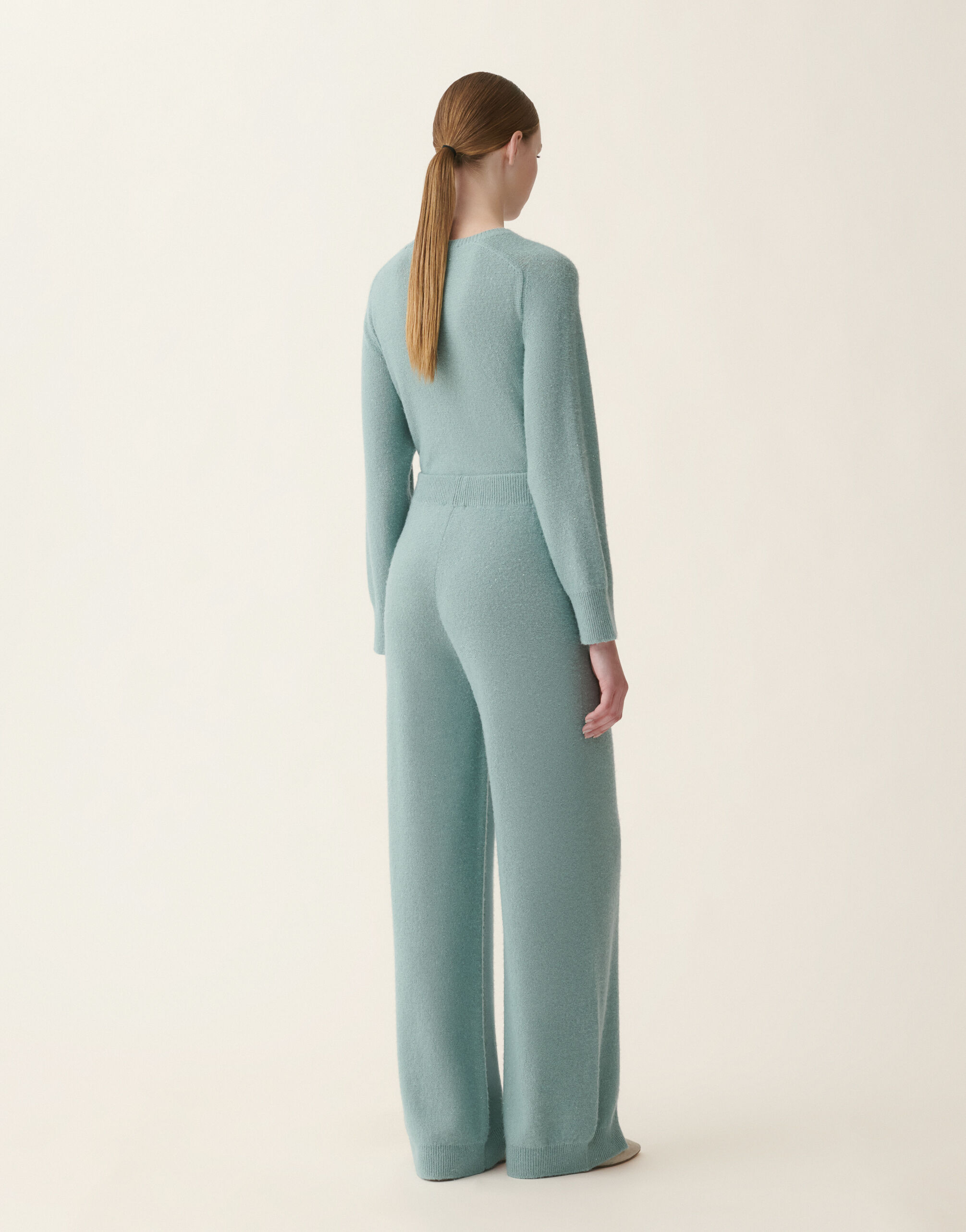 Fabiana Filippi Pantalon en laine et soie avec paillettes, vert Vert PAD216F391D2960000