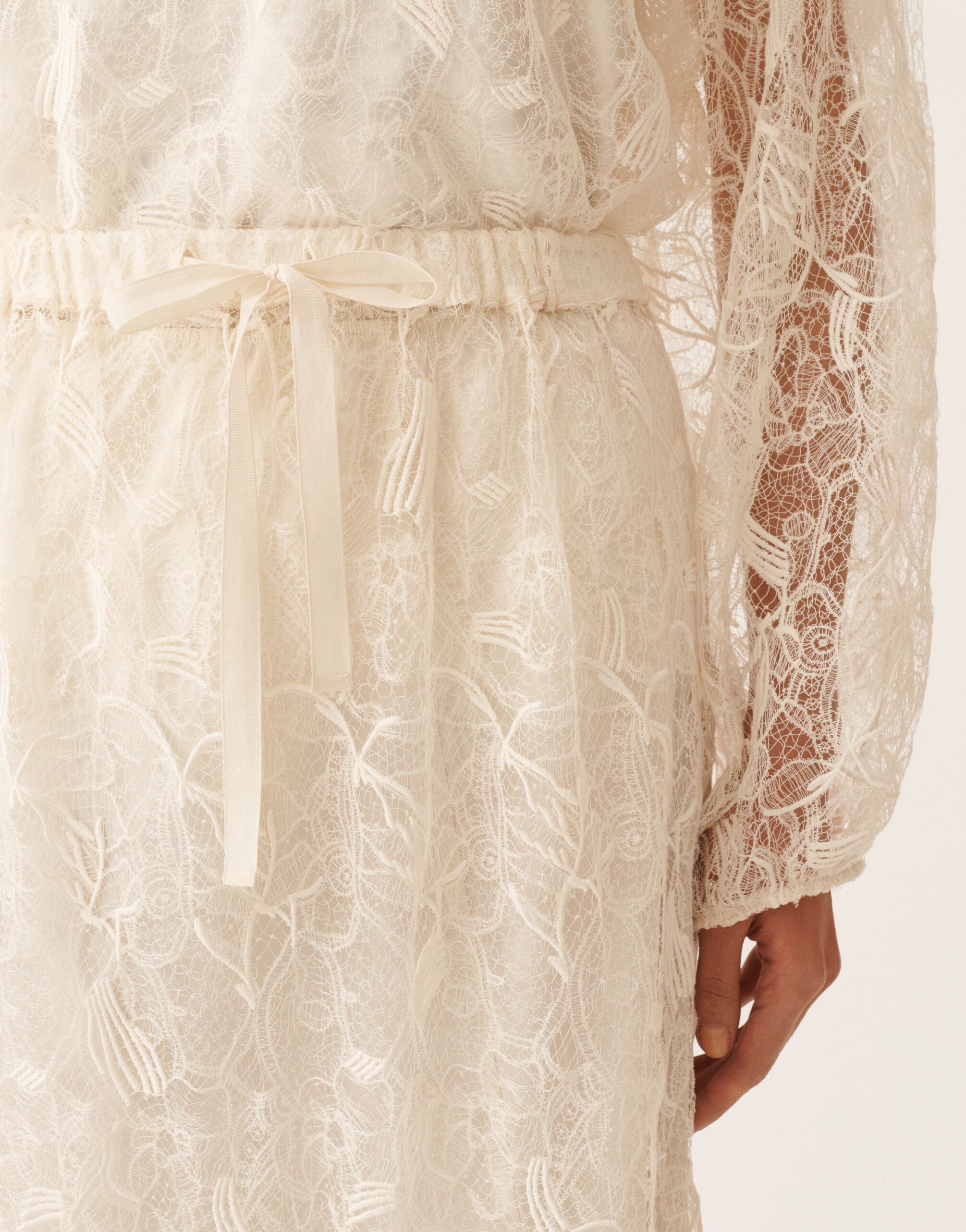 Midi skirt in lace, butter for Women | Fabiana Filippi®
