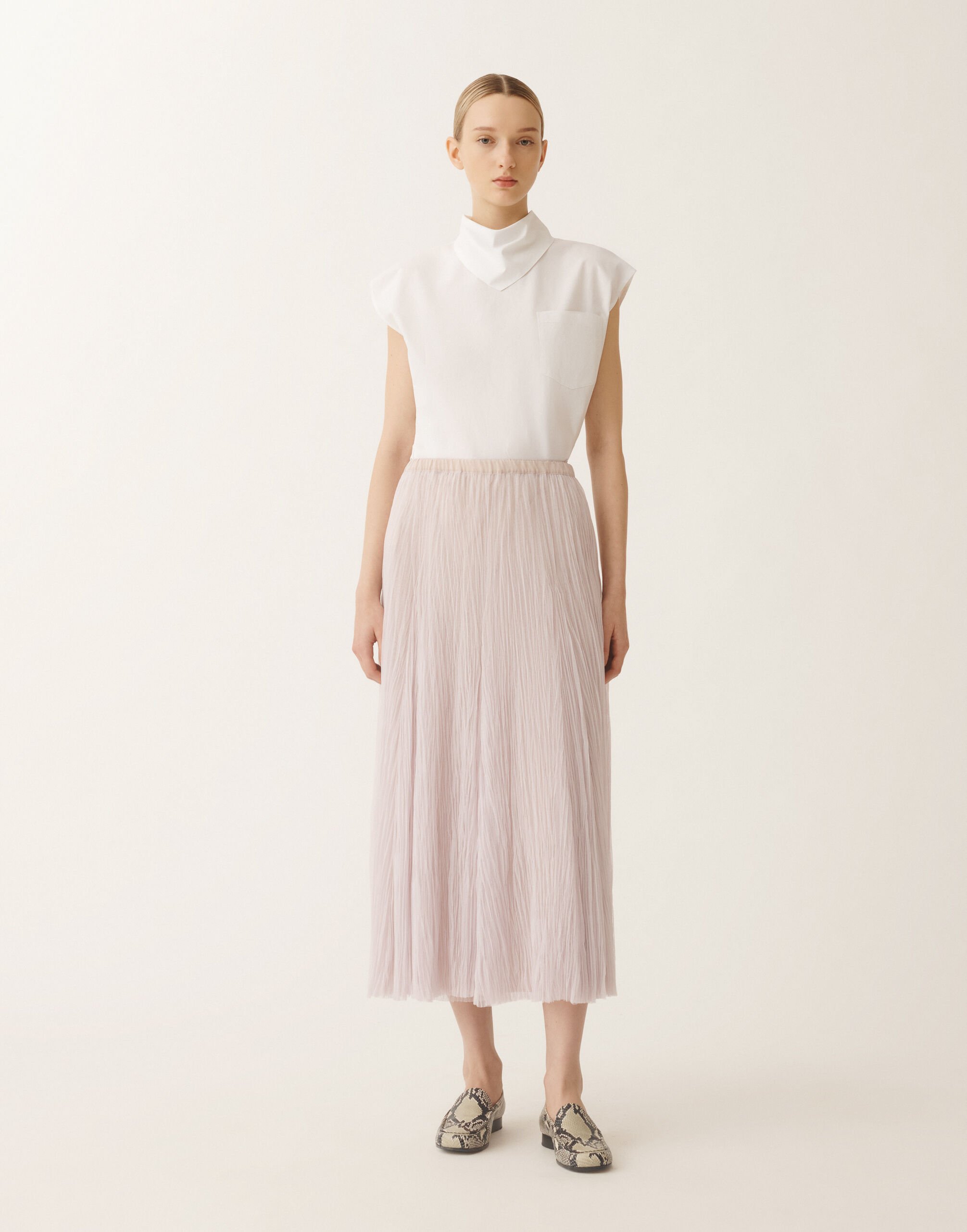 Fabiana Filippi Pleated tulle skirt, mauve LAVENDER GND275F845L3860000